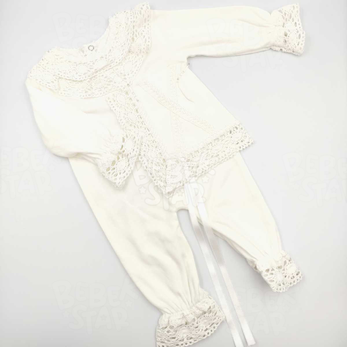 Laura apkal Krem Mevlt Kz Bebek Tulumu %100 Cotton