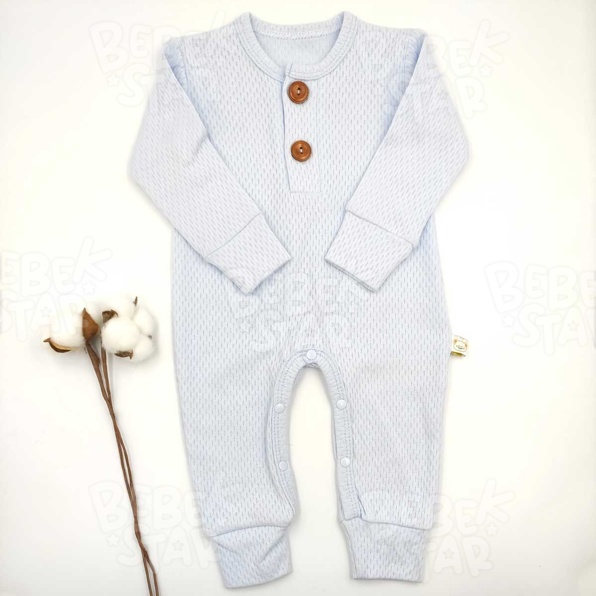ki Dmeli Mavi Erkek Bebek Tulumu %100 Cotton