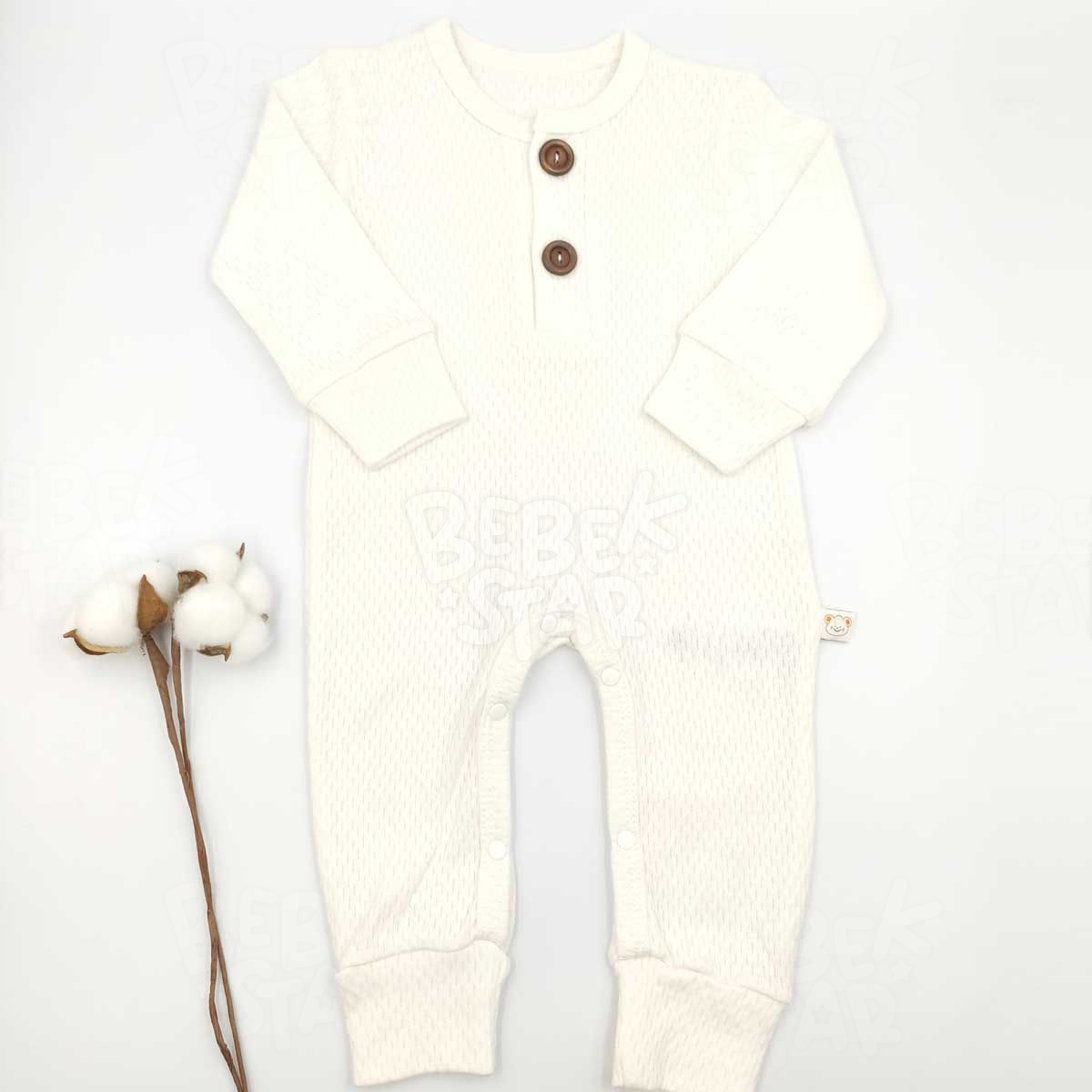 ki Dmeli Krem %100 Cotton Bebek Tulumu