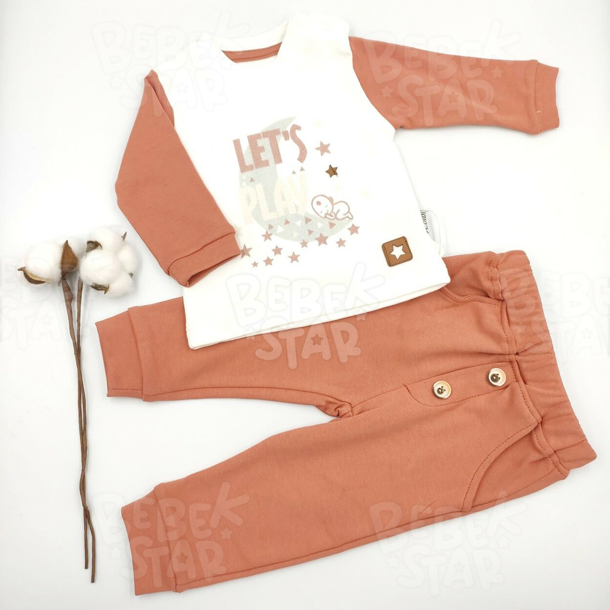 Let`s Play Krem-Kiremit Bebek Eofman Takm %100 Cotton