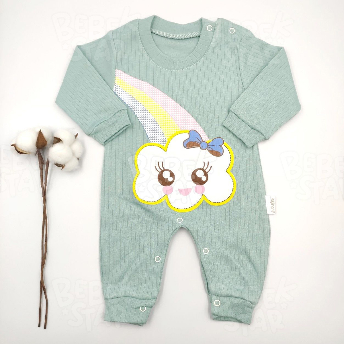 Gkkua Baskl Yeil Kz Bebek Tulumu %100 Cotton