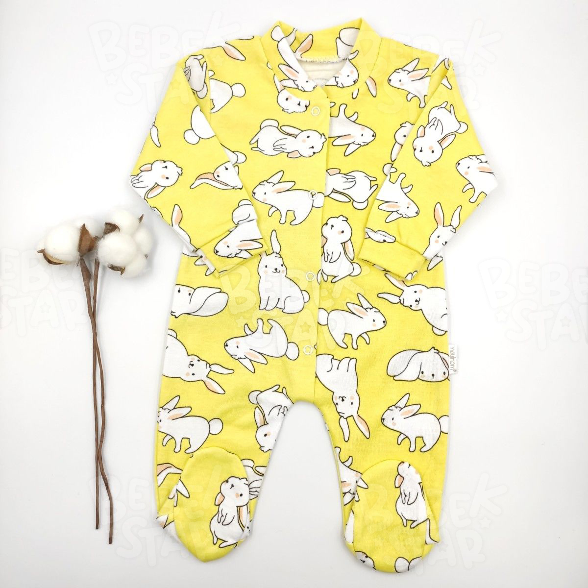 Tavan Desenli Patikli Sar Bebek Tulumu %100 Cotton