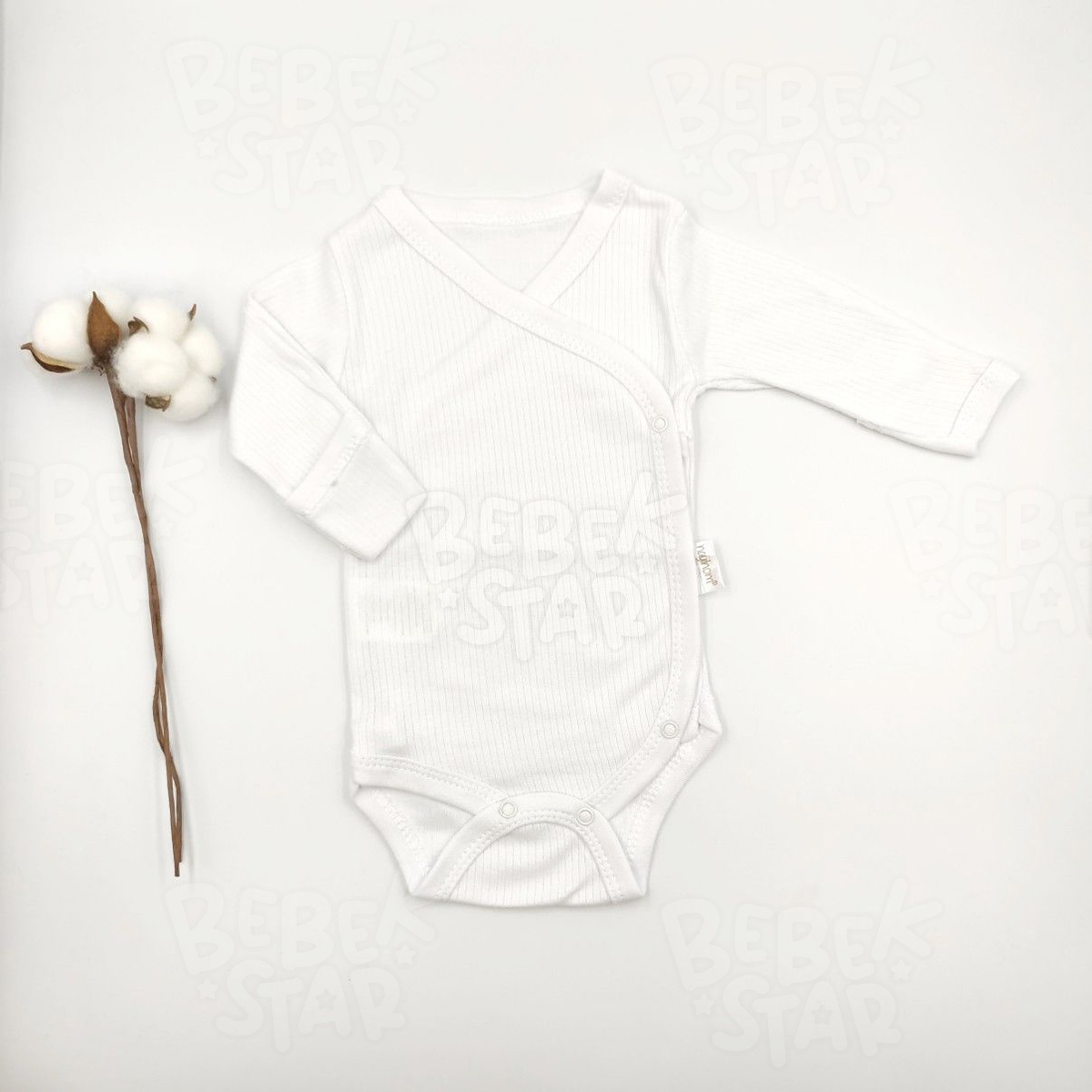 Fitilli Eldivenli Beyaz Uzun Kollu %100 Cotton Zbn