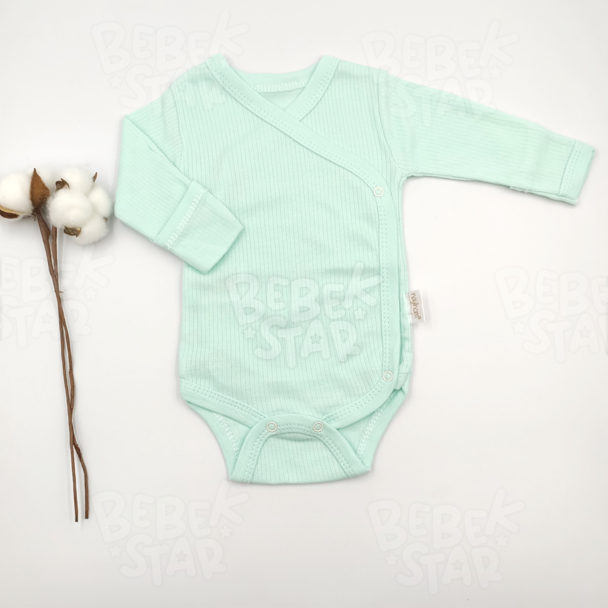 Fitilli Eldivenli Su Yeili Uzun Kollu %100 Cotton Zbn