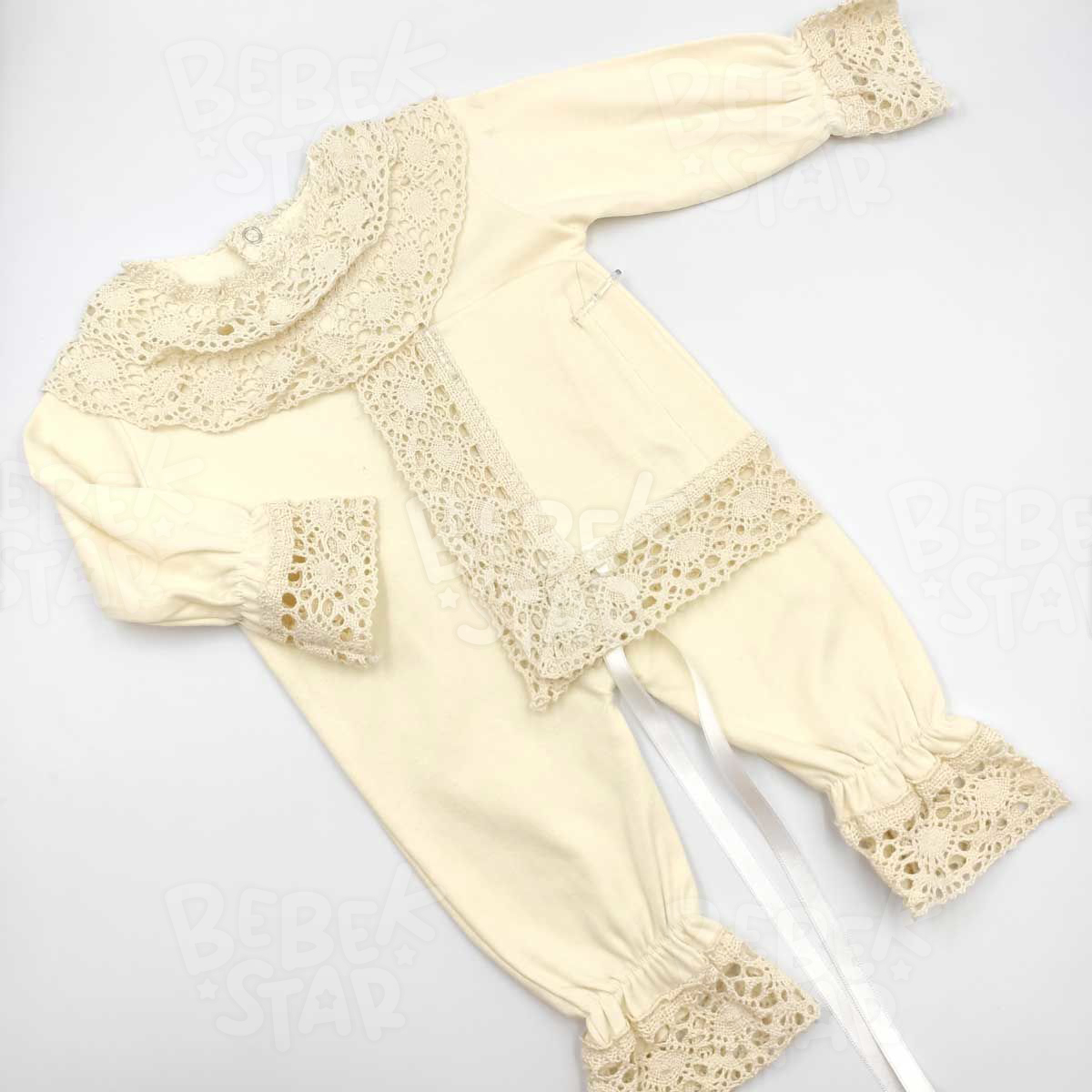 Laura apkal Ekru Mevlt Kz Bebek Tulumu %100 Cotton