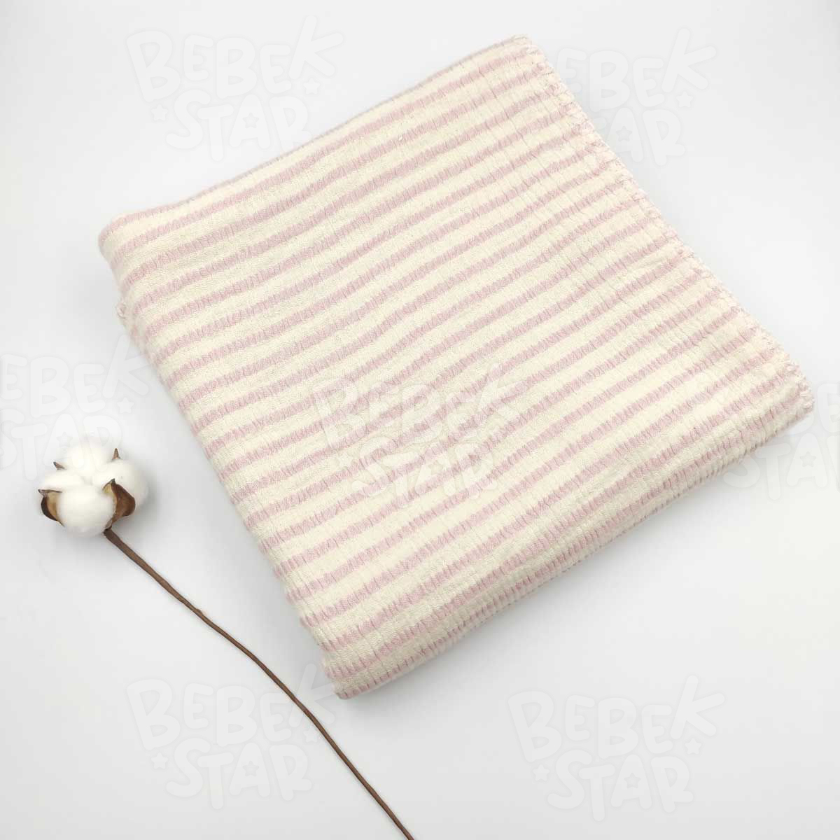 Bebekstar 4 Katl Pembe izgili Mslin Battaniye %100 Cotton