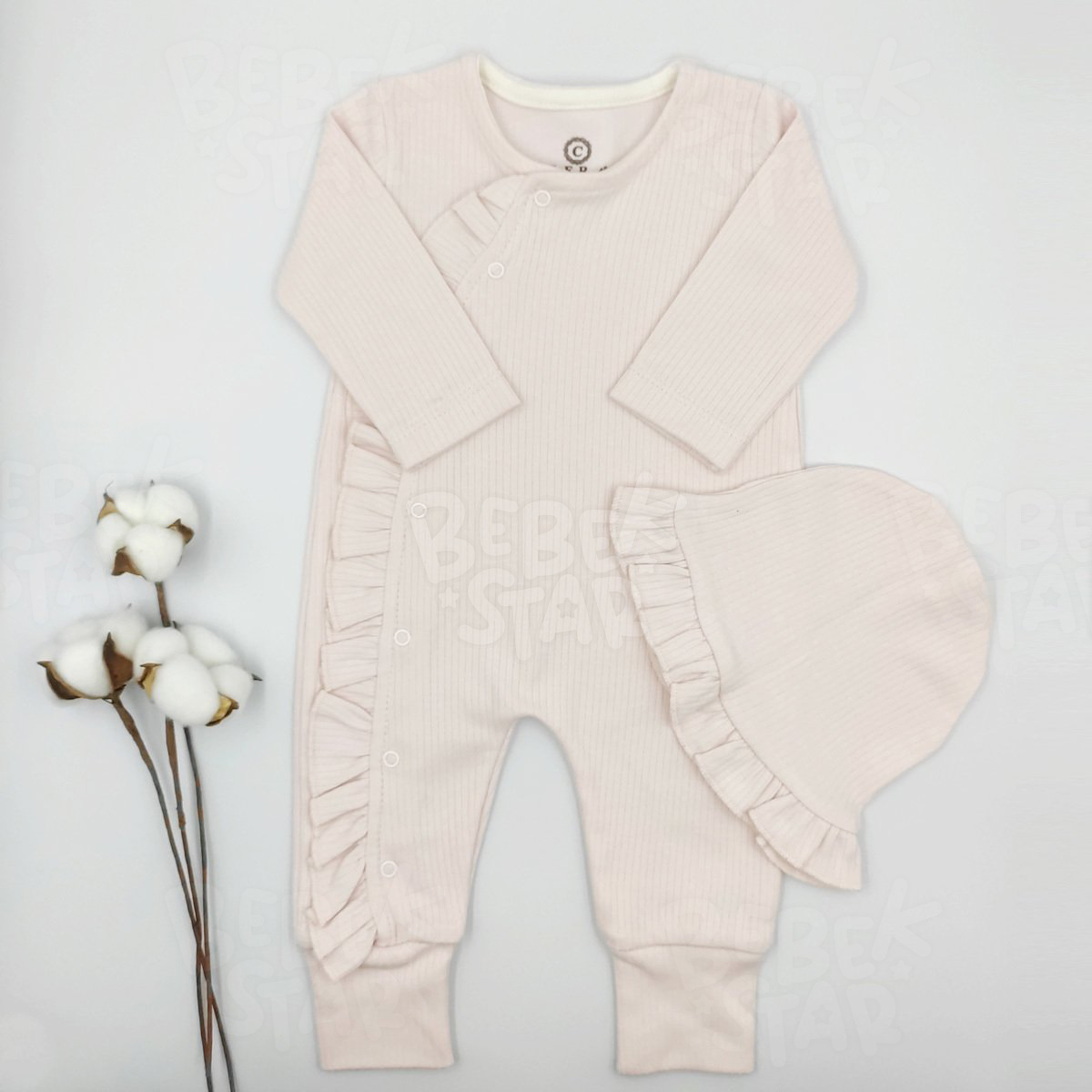 Laura apkal Pembe Mevlt Kz Bebek Tulumu %100 Cotton