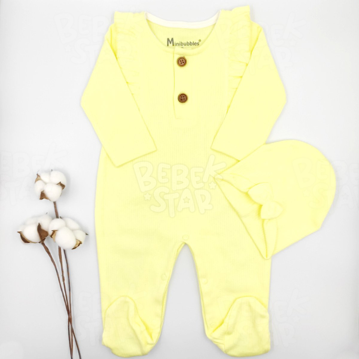 Fitilli Patikli Frfrl apkal Sar Kz Bebek Tulumu %100 Cotton