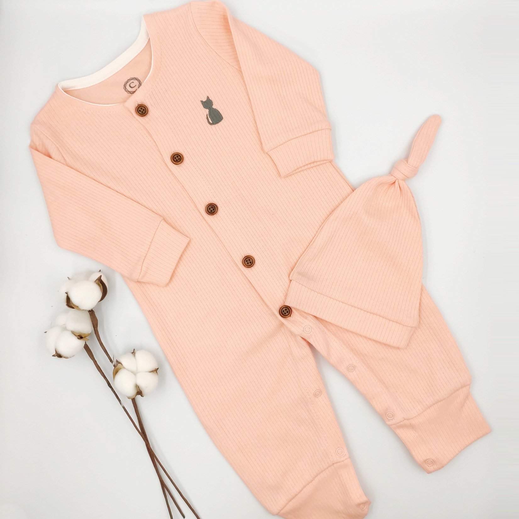 Fitilli apkal Somon Kz Bebek Tulumu %100 Cotton
